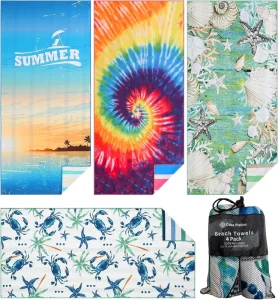 Soft Double-Sided Quick Dry Eco-friendly Microfiber Beach Towel Bulk with Custom Logo for Promotional Events