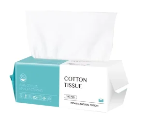 Soft Dry Wipe 100% Cotton Face Tissue Lint Free Facial Cleaning Towel Extra Thick Dry and Wet Makeup Removing Surface Cleaning