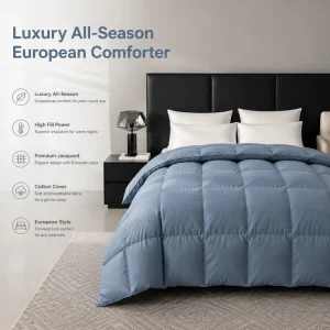 Soft Duck Down Feather Blend Duvet Comfort Fluffy Warm Quilt Plain Solid Cotton Cover Custom Filling Gram for Family Guest House