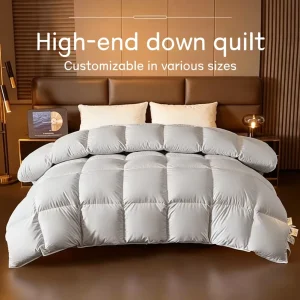 Soft Eco Friendly Bioclean Cotton Quilted Comforter with 95% Premium Goose Filling Warm Breathable Cozy Winter Nights