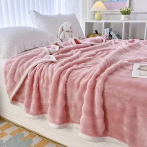 Soft Eco Friendly Thick Bubble Fleece Flannel Print Blanket Multicolor Coral Anti Dust Mite Winter Modern Home Use