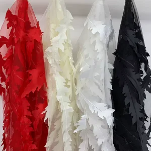 Soft Embroidered Polyester Mesh Tulle Fabric Breathable Sheer Floral Pattern Lightweight Bridal Wear Evening Dresses