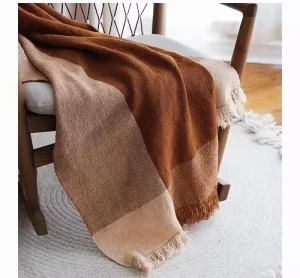 Soft Fabric 100% Pure Linen Throw Blanket Fringed Blanket