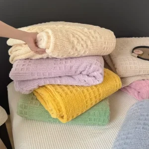Soft Fabric Throw Waffle Polyester Fleece Blankets