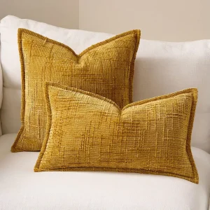 Soft Faux Linen Throw Pillowcase Wide Border Decorative Luxury Style Comfortable Throw Cushion Cover