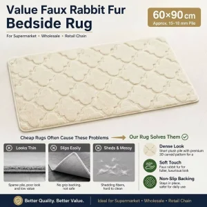 Soft Faux Rabbit Fur Tufted Modern Bathroom Rug Non Slip Absorbent Bath Mat Eco Friendly TPR Backing PET Friendly Commercial Use