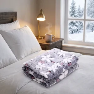 Soft Flannel Double Layer Winter Electric Blanket with Mechanical Control Overheat Protection Fast Heating Washable