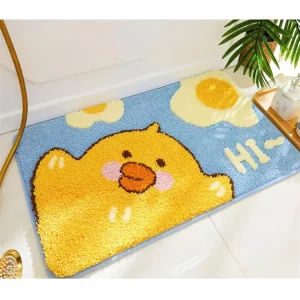 Soft Flocking Anti Slip Absorbent Bathroom Floor Carpet Machine Washable Cute Bath Mats