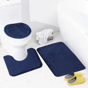 Soft Fluffy Bathroom Absorbent Turquoise Blank Sublimation Bath Mat Set of 3 for Tub Shower Bathroom
