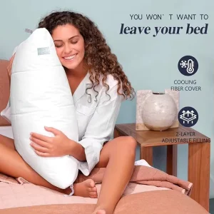 Soft Fluffy Cooling Hotel Quality Down Alternative 2 Pack Queen Size White Bed Pillows Fit All Sleep Positions