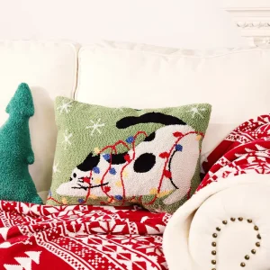 Soft Fluffy Embroidered Animal Printed Christmas Decorative Throw Cushion Pillows for Living Room Sofa