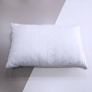 Soft Fluffy Queen Size Bed Pillows Neck Support Solid Pattern Gusseted Design Polyester Microfiber Filling Sleeping Comfort