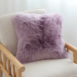 Soft Fluffy Sheep Pelt Long Wool Throw Pillow for Living Room Winter Decoration and Auto Upholstery