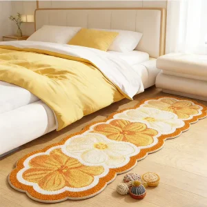 Soft Fresh Floral Carpet Girl’s Bedroom Bedside Blanket and Long Tatami Bay Window Floor Mat Area Rugs and Carpets