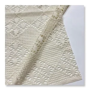 Soft Hand Feel 85%Cotton Lace Yarn Dyed Tricot Knitted Crocheted Tweed Fabric Breathable Lightweight for Bags Accessories