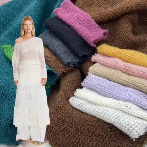 Soft Hollowed Out Crochet Knitting Fabric 100% Acrylic Fabric