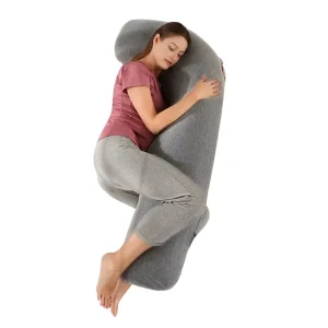 Soft J Shaped Single Sided Maternity Pillow Side Sleep Pregnancy Relief with Leg Cradling Support Relieves Back Hip Pressure