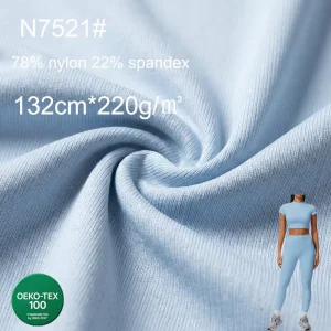 Soft Knitted Spandex 22% Nylon 78% Ribbed Free Cut Soft Stretch Yoga Fabric for Sports 220 GSM ODM