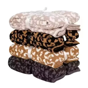 Soft Leopard Cozy Blanket Supplier Luxury Throw Blanket 100% Polyester Micro Fiber Knitted Throw Blanket