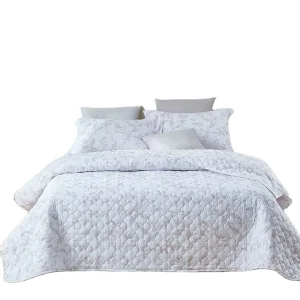 Soft Lightweight Microfiber Bedspread Ultrasonic Quilting Bedding Set All Season Floral Printed Quilt Set