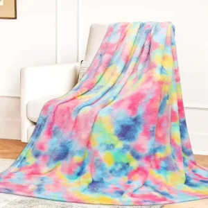 Soft Lightweight Tie dye Pattern Polyester Flannel Fleece Blanket Customized Size Color Couch Sofa Bed Knitted Throws Blanket