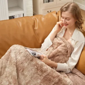 Soft Machine Washable Warm Portable Quilted Heated Pad Electric Blanket Throw for Winter Home Use
