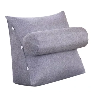 Soft Memory Foam Triangle Backrest Pillow with Neck Roll for Bed Reading Napping Long Time Leaning Comfortable Rest Cushion