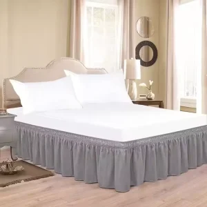 Soft Microfiber Bed Frame Cover Bedskirt Dust Ruffles Wrap Around Ruffled Bed Skirt for Queen Bed