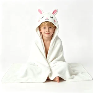 Soft Microfiber Kids Animal Hooded Blanket Baby Poncho Bath Towel Set for Children