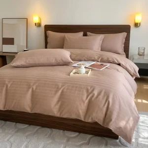 Soft Microfiber Solid Bedding Set 4pcs Polyester Duvet Cover Set with Bedsheet and Pillowcases for Home Bedroom