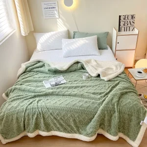 Soft Modern Luxury Jacquard Woven Sherpa Fleece Bed Blanket for Winter Cozy Coverlet