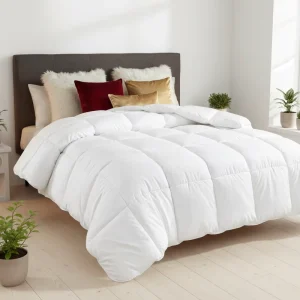 Soft Modern Queen All Season White Quilted Duvet Insert Comforter Microfiber Alternative Filling Corner Tabs Machine Washable