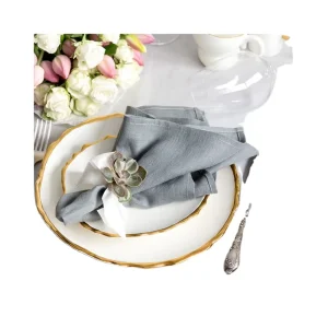 Soft Napkin 100% Linen Pre Washed Custom Embroidered Christmas Table Cloth Napkins for Wedding Party Restaurant Kitchen Dinner