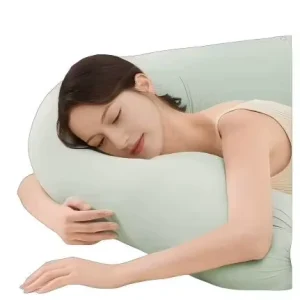 Soft Pink Cotton Full Body Pregnancy Pillow for Maternity with Belly Support to Alleviate Discomfort