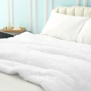 Soft Plush Double Sized Faux Fur Sherpa Throw Blanket White Fluffy PV Fleece Custom Blanket for Bed Sofa Couch
