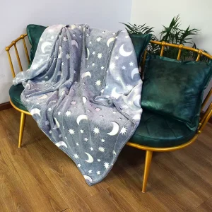 Soft Plush Fleece Blanket Gentle Celestial Pattern Night Sky Motif Uniform Print Design Family Friendly Home Accessory
