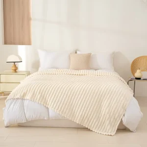 Soft Plush Woven Winter Throw Blanket Anti Dust Mite Modern Striped Design for Bed Sofa Adult Home Bedding