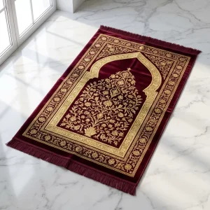 Soft Polyester Islamic Prayer Mat with Non Slip Rubber Backing for Home Use Custom Logo Orders & Ramadan Gifts
