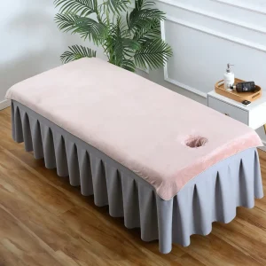 Soft Polyester Microfiber Antibacterial Absorbent Massage Table Bed Sheet Cover Set Spa Elastic Fitted Flat Bed Sheet