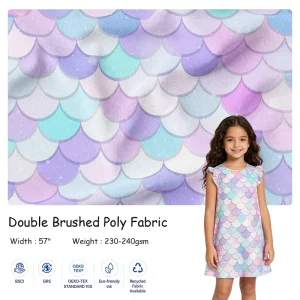 Soft Polyester Stretch Fabric Custom Digital Printing Knit Double Brushed Polyester Poly Fabric DBP Fabric for Sleepwear