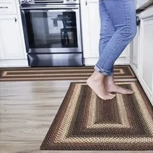 Soft Polypropylene Braided Colourful Brown Kitchen Rugs Home Kitchen Room Floor Mats
