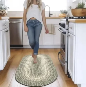Soft Polypropylene Braided Woven Oval Kitchen Rugs Home Kitchen Room Floor Mats Door Mats