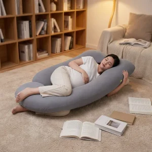 Soft Pregnancy Pillow U Shape Dark Gray 140x70cm for Sleep Full Body Support with Removable Cover Maternity OEM