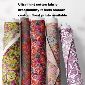 Soft Pure Cotton Digital Printing Fabric Floral Custom Prints for Ladies Dresses