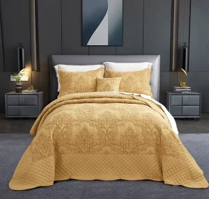 Soft Quilted Bedspread Set Microfiber Coverlet for Home Use Modern Style Bedding ODM OEM Available