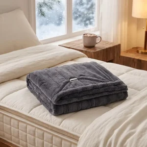Soft Rabbit Fur Flame Retardant Portable Electric Blanket with 4 Switches Options for Good Sleep
