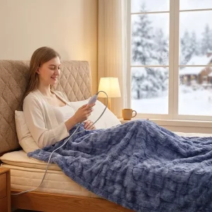 Soft Rabbit Fur Sherpa Warm Winter Electric Blanket Quick Heating Overheat Protection Flame Retardant European