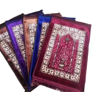 Soft Raschel Prayer Rug Muslim Prayer Mat Islamic Thick Prayer Rug for Eid Travel Ramadan Carpet