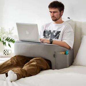 Soft Reading Pillow Arm Rest Lap Desk Pillow for Adult with Pocket Memory Foam Can Gaming Working Playing in Floor Bed Sofa