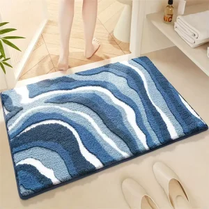 Soft Shaggy Polyester Toilet Floor Rugs and Bath Mats Water Absorbent Washable Non Slip with TPR Backing for Home and Hotel Use
